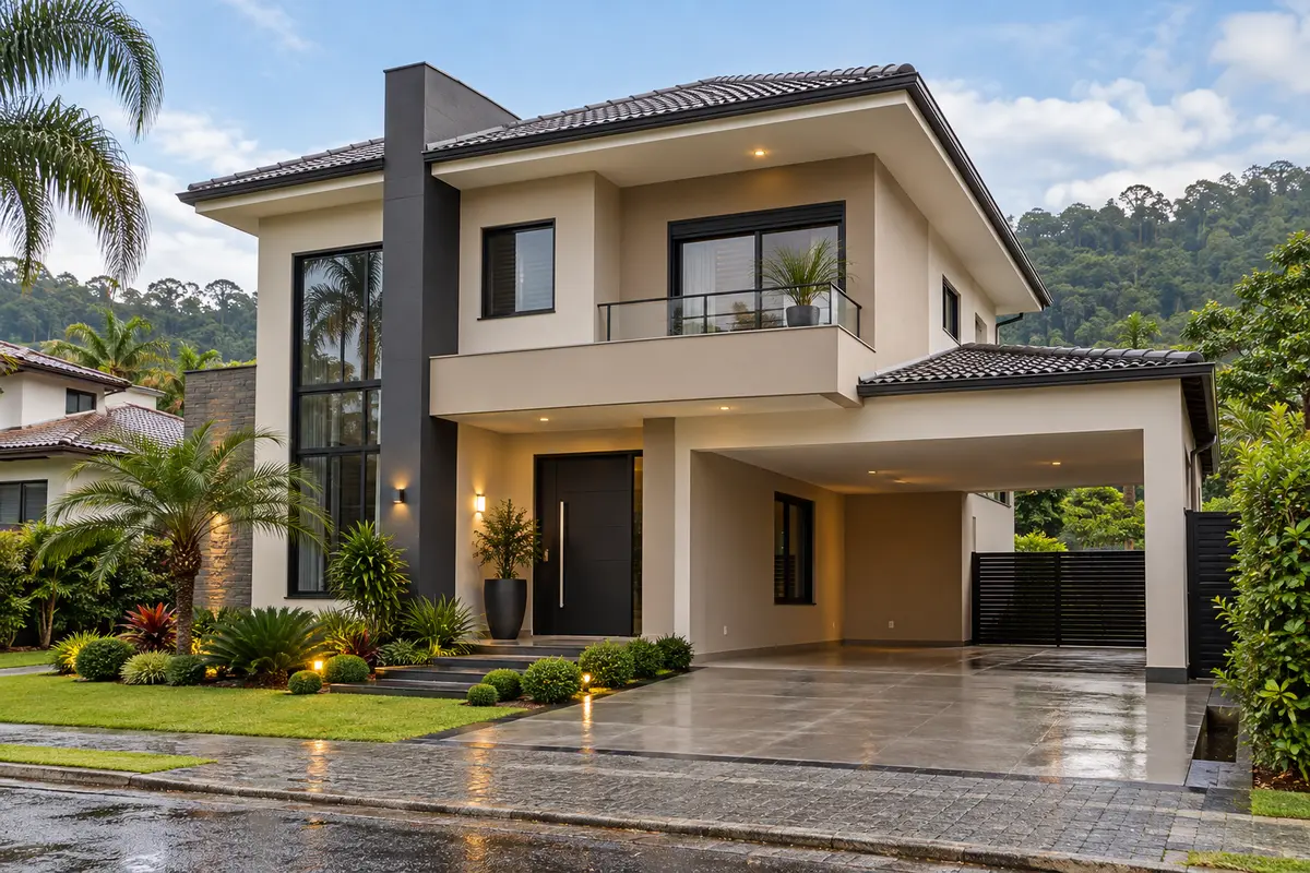 Pintura de fachada residencial de sobrado em Joinville