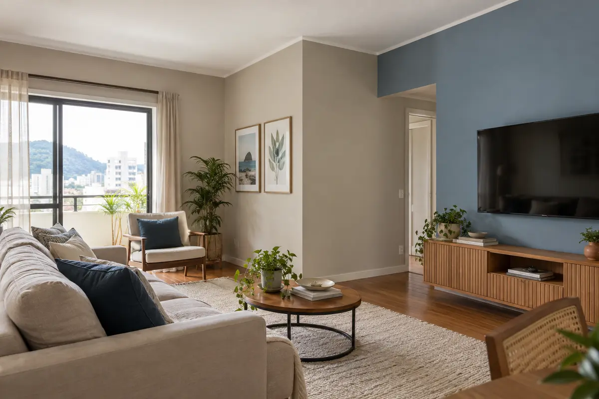 Pintura de parede interna em sala residencial em Joinville